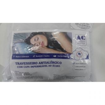 Travesseiro AC antialérgico com capa impermeável ao ácaro 40x60